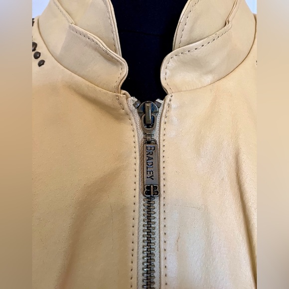 Studded Beige Leather Jacket - Picture 6 of 11